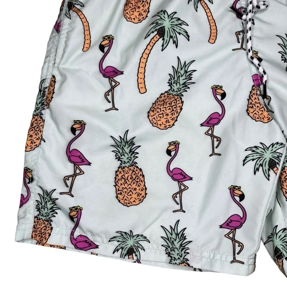 Maui And Sons Men’s Flamingo Print Lined Swim Trunks Size Small